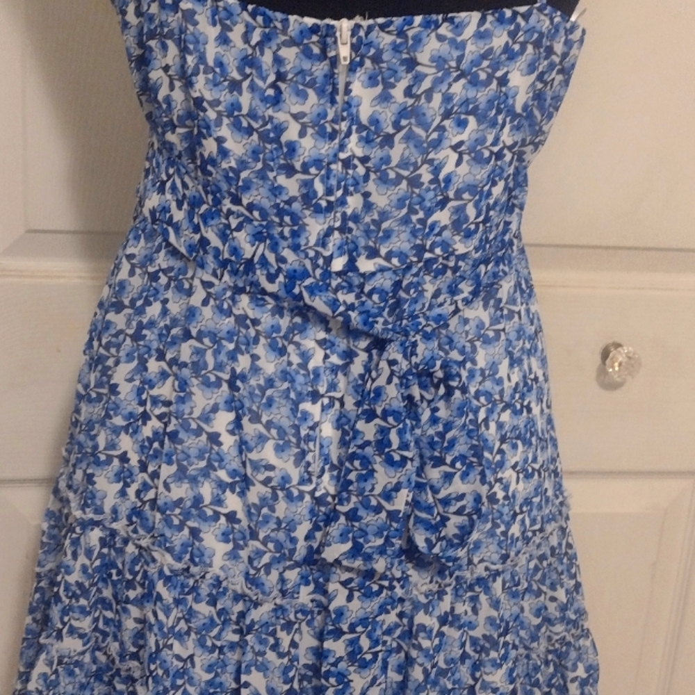 B Darrin sz 9/10 blue flower print strappy dress - Picture 5 of 7